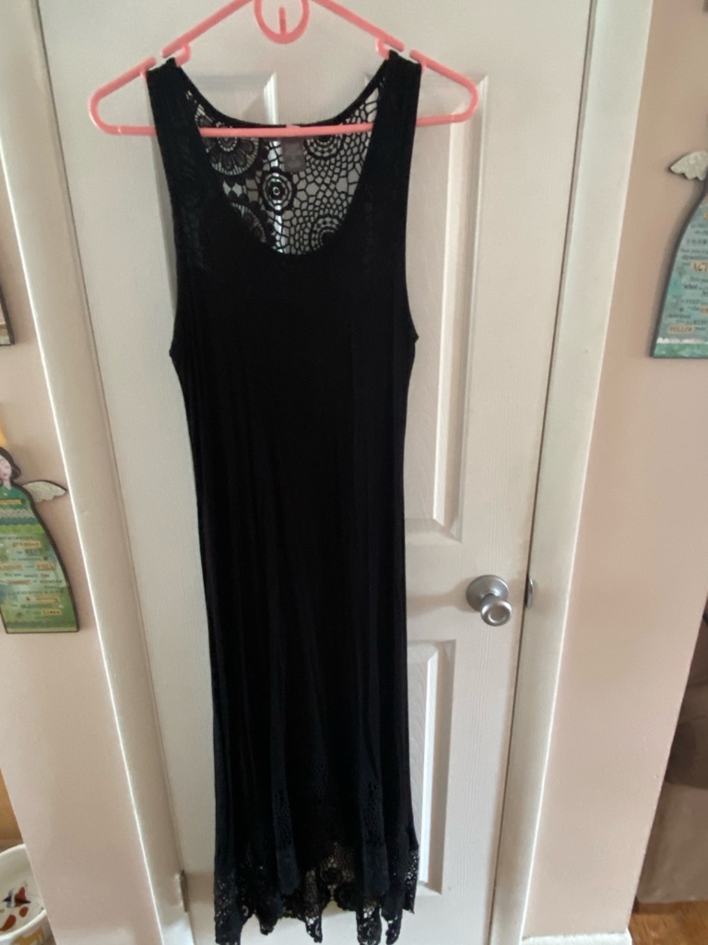Women's Black Lace-Back High Low Maxi Dress